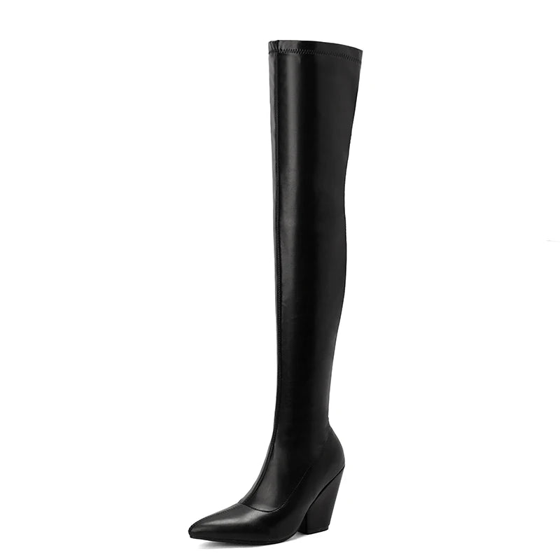 Over-the-Knee Elastic Thigh High Wedge Boots – Party Style