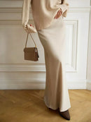 Satin Fishtail Maxi Skirt – Casual Elegance