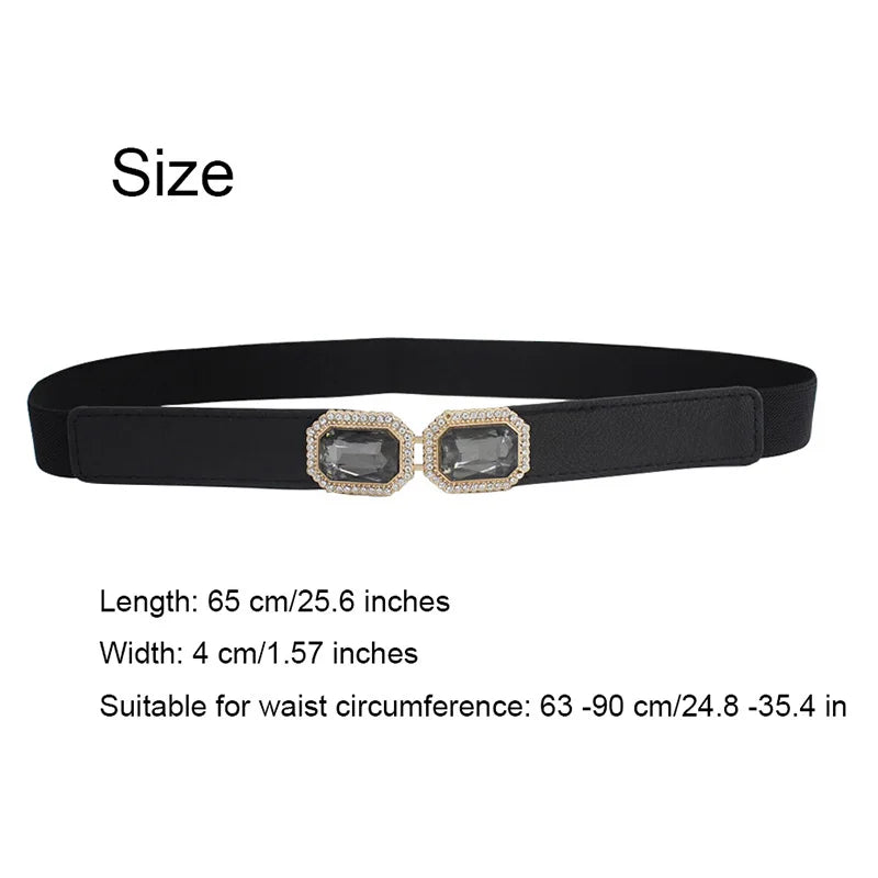 Thin Elastic Crystal Bow Waist Belt – 65cm Cinch Cummerband for Dresses