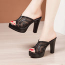Mesh Platform High Heel Slides – Summer Wedding Shoes