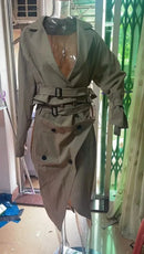 Belted Slit Skirt & Jacket Set