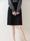 Merino Wool Pleated Midi Skirt