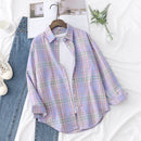 Casual Loose Fit Plaid Flannel Shirt – College Style