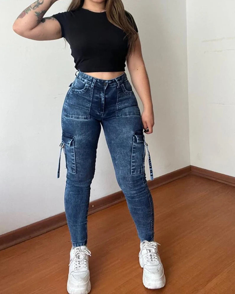Y2K Vintage Skinny Cargo Jeans