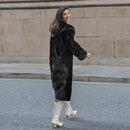 Luxe Black Faux Mink Hooded Coat