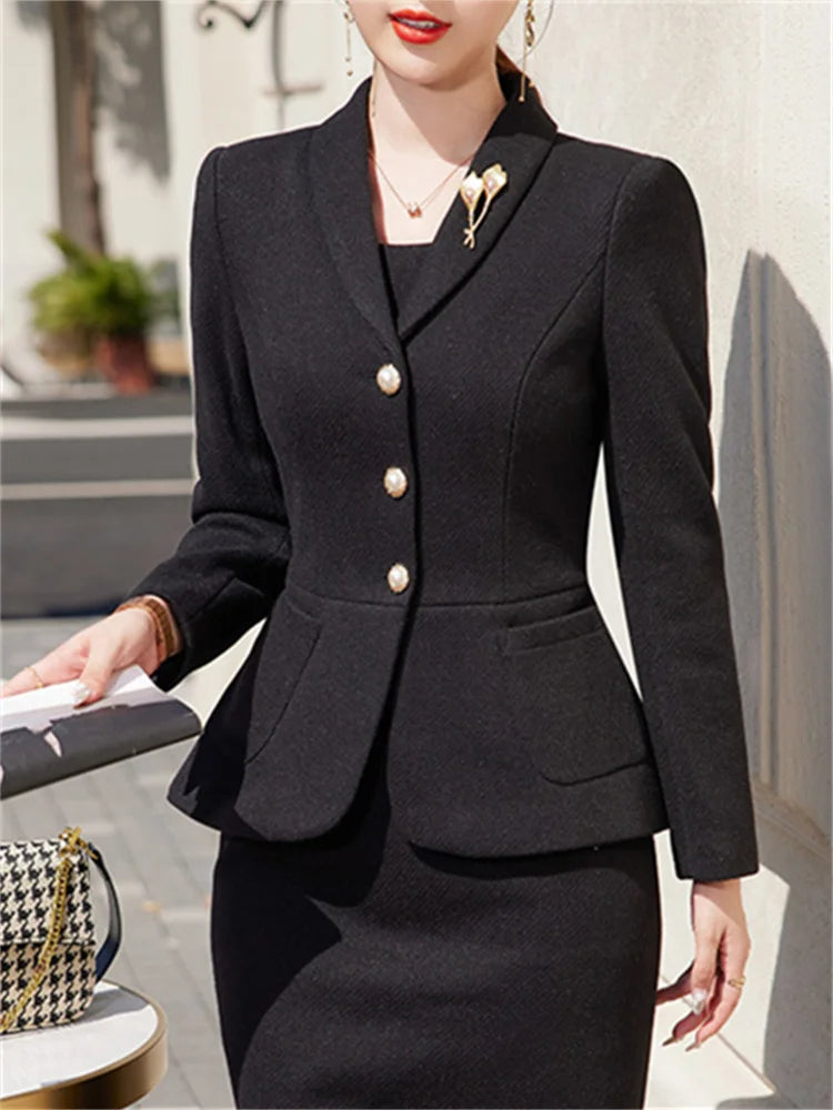 Pearl Detail Blazer & Sleeveless Dress Set