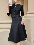 Elegant A-Line Skirt & Blazer Suit Set