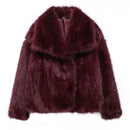 TRAF Plush Colorblock Faux Fur Jacket