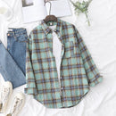 Casual Loose Fit Plaid Flannel Shirt – College Style