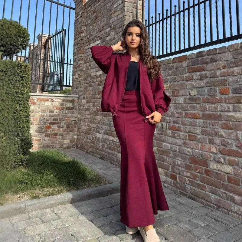 Minimalist Retro Fishtail Skirt Suit