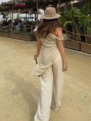 Irregular Cross-Strap Ruffle Tank