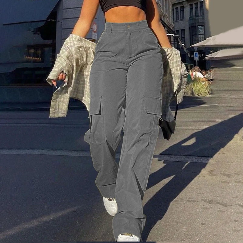 High-Waist Twill Streetwear Chinos