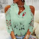 Elegant V-Neck Hollow-Out Lace Blouse – Sexy Short Sleeve Summer Top