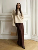 Satin Fishtail Maxi Skirt – Casual Elegance