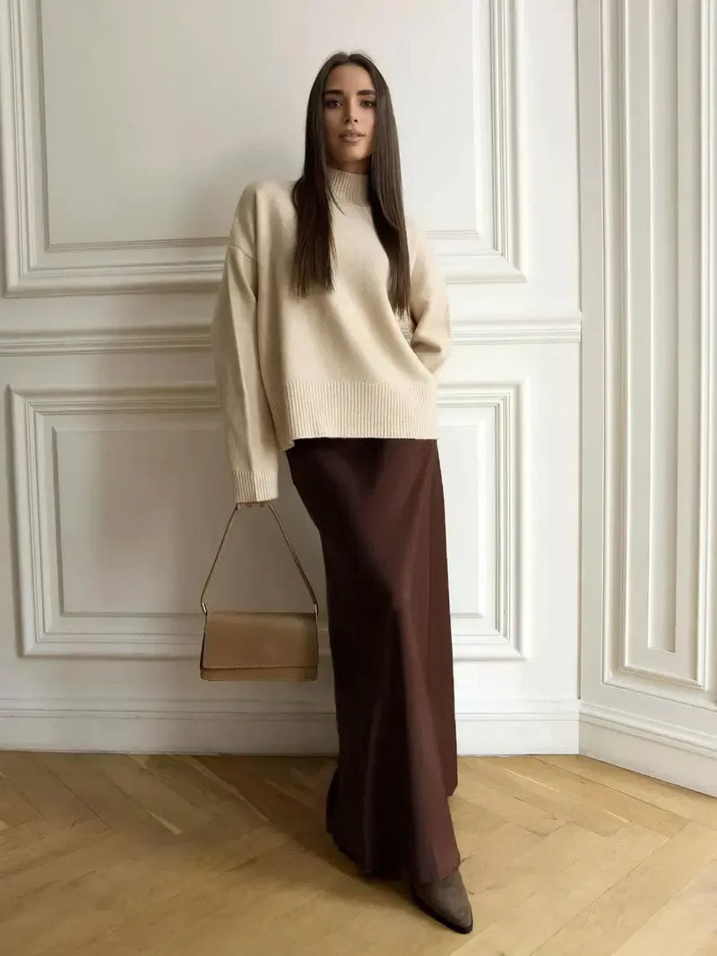 Satin Fishtail Maxi Skirt – Casual Elegance