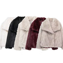 TRAF Plush Colorblock Faux Fur Jacket