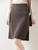 Merino Wool Pleated Midi Skirt