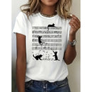 Cat & Sheet Music Cotton Tee