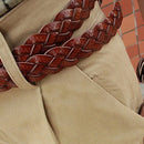 Braided Leather Belt with Gold Round Buckle – Casual & Dress Accessory