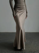 Satin Fishtail Maxi Skirt – Casual Elegance