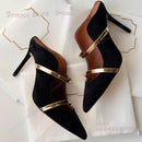 Petal Side Hollow Slingback Stiletto Heels – Suede & Leather