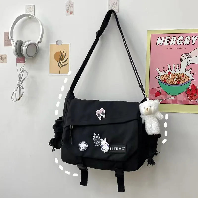 Nylon Large-Capacity Crossbody Messenger Bag – Unisex School Style