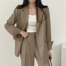 Retro Chic Korean Blazer & Pants Set