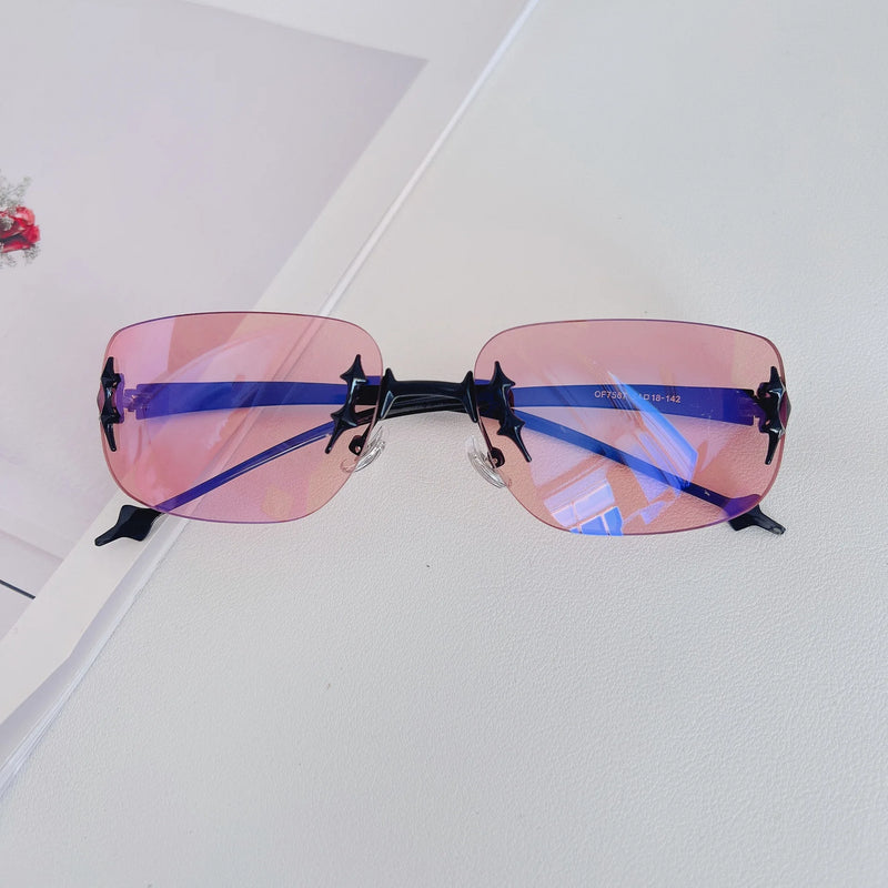 Y2K Rimless Futuristic Sunglasses – Korean Tech-Style Shades