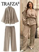 Linen Lace-Up Shirt & Pants Set