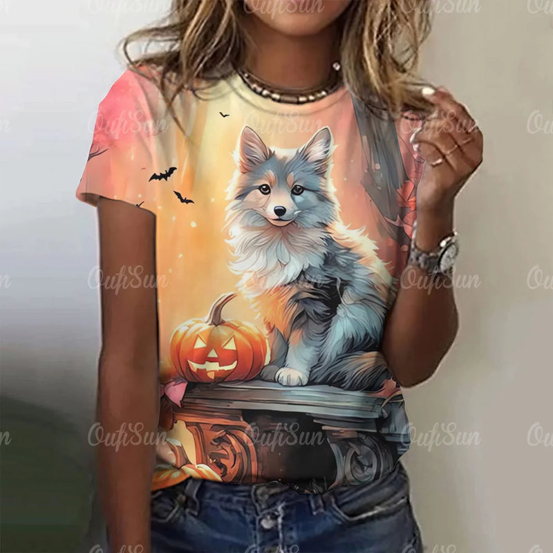 Gothic Wolf Oversized Graphic Tee