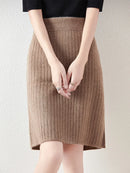 Merino Wool Pleated Midi Skirt