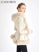 ZADORIN Belted Suede Faux Fur Coat