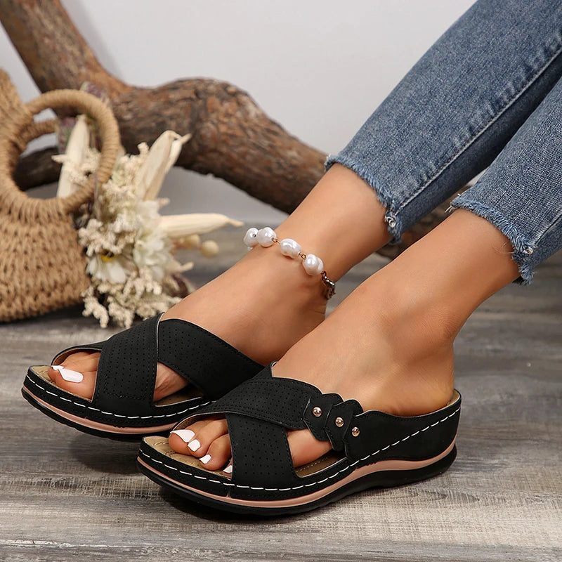 Casual Open Toe Slip-On Sandals – Plus Size Women’s Footwear