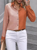 Colorblock Lapel Button-Down Shirt
