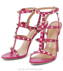 Rockstud Caged Leather Sandals – Colorful High Heel Stilettos