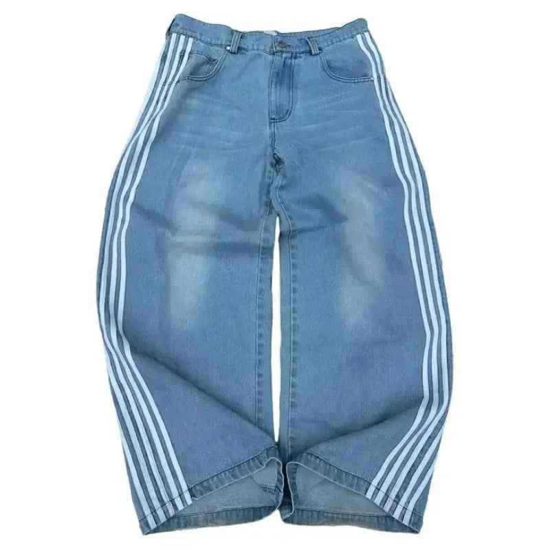 Y2K Striped Baggy Street Jeans