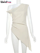 Irregular Cross-Strap Ruffle Tank