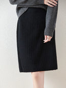 Merino Wool Pleated Midi Skirt