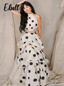 Polka Dot Ruffle Crop & Skirt Set