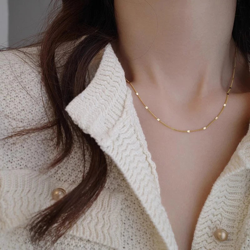 Gold-Plated Stacked Choker – Minimalist Chain Necklace Gift for Women