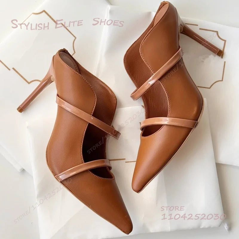 Petal Side Hollow Slingback Stiletto Heels – Suede & Leather