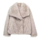 TRAF Plush Colorblock Faux Fur Jacket