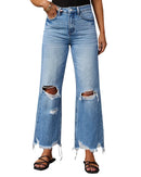 High Waist Ripped Mom Jeans – Y2K Style