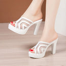 Mesh Platform High Heel Slides – Summer Wedding Shoes