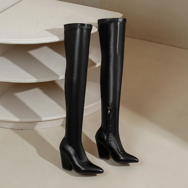 Over-the-Knee Elastic Thigh High Wedge Boots – Party Style
