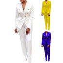Double Breasted Yellow Blazer & Pant Suit