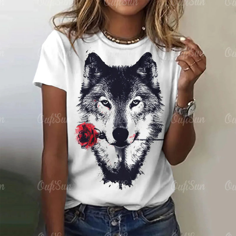 Gothic Wolf Oversized Graphic Tee