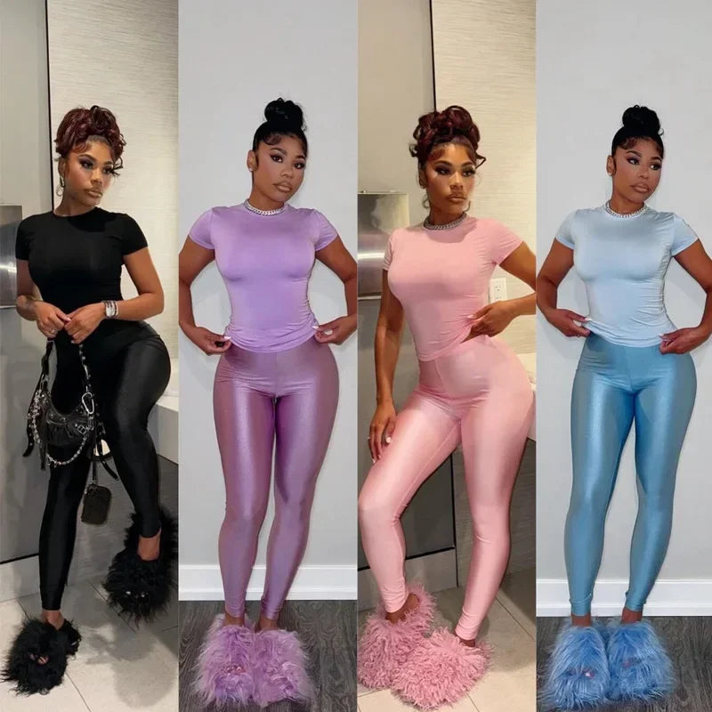 Sporty Crop Top & Silky Leggings Set