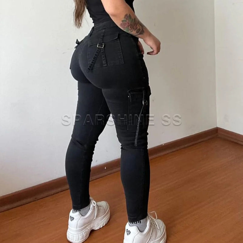 Y2K Vintage Skinny Cargo Jeans