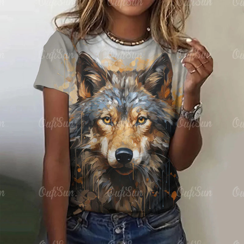 Gothic Wolf Oversized Graphic Tee